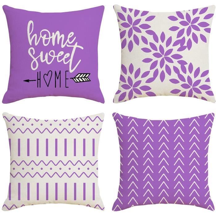 Federa - Resistente - Viola - 45x45 cm - 4 pezzi - Lino naturale - Stile contemporaneo
