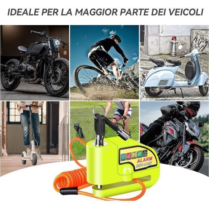 Candado de disco para motocicleta con alarma de 110 dB, candado de disco para scooter con alarma para motocicletas, bicicletas y scooters, con cable de 1,5 m.