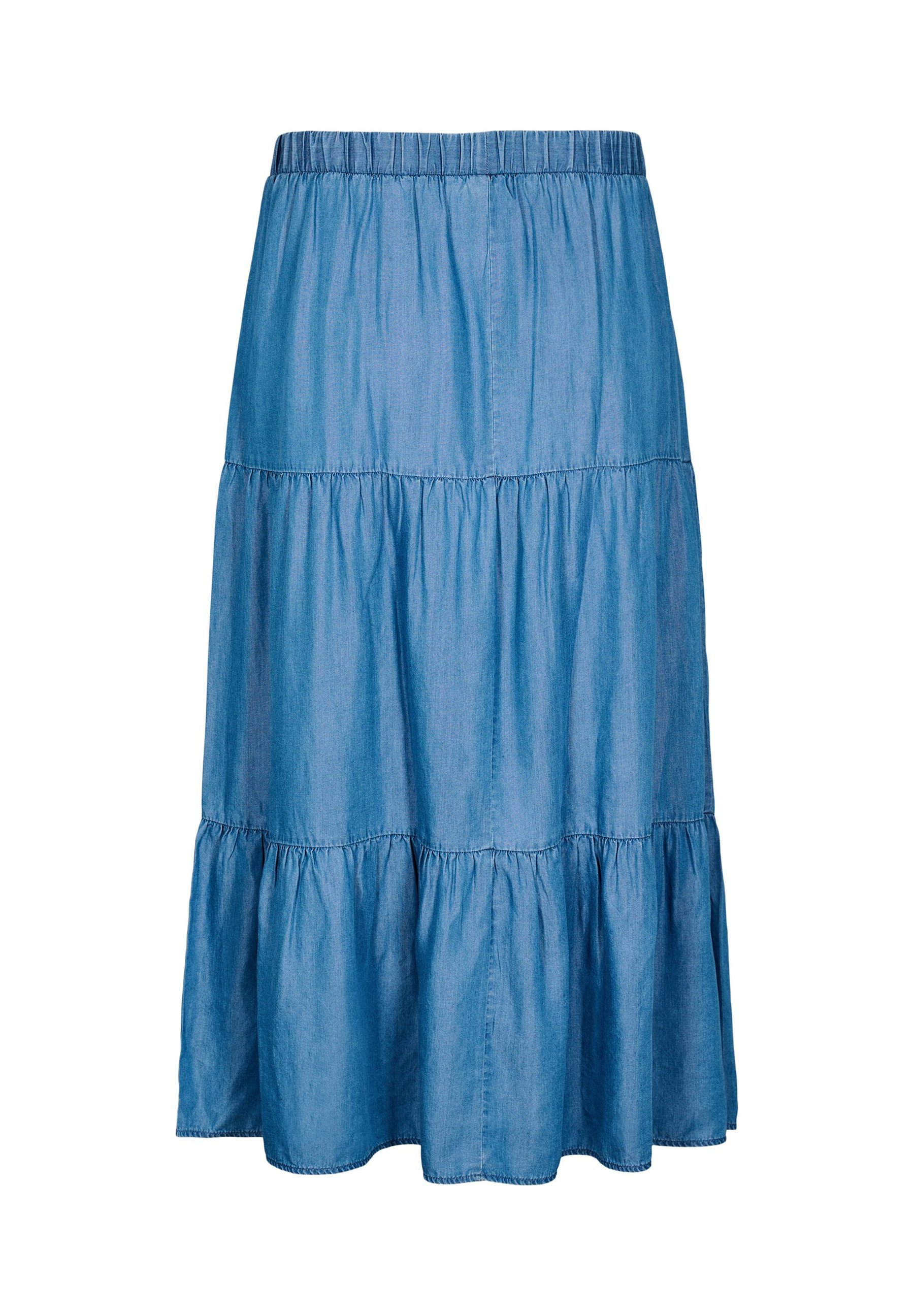 Zizzi MIT RÜSCHEN - Saia maxi - jeans azul