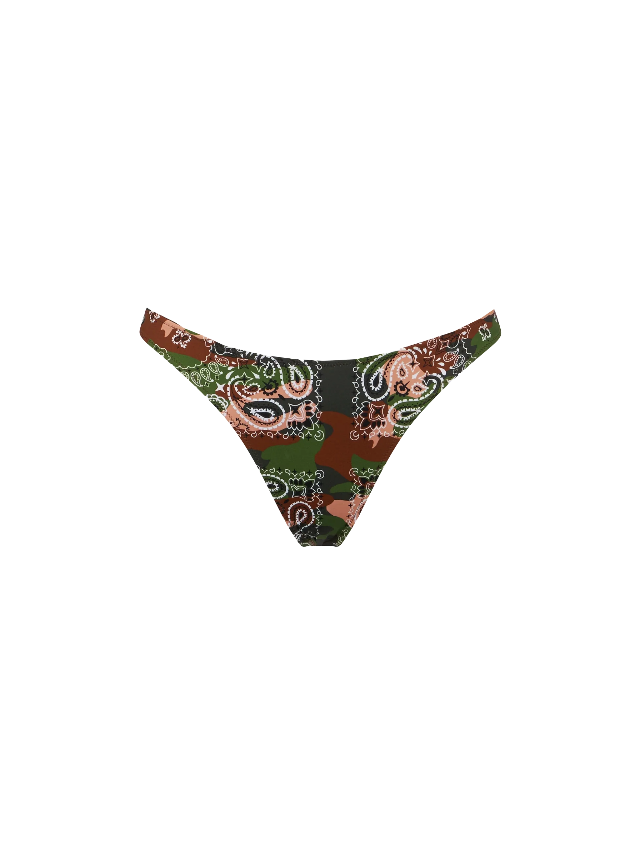 Damen-Badehose mit hohem Beinausschnitt und Camouflage-Bandana-Muster