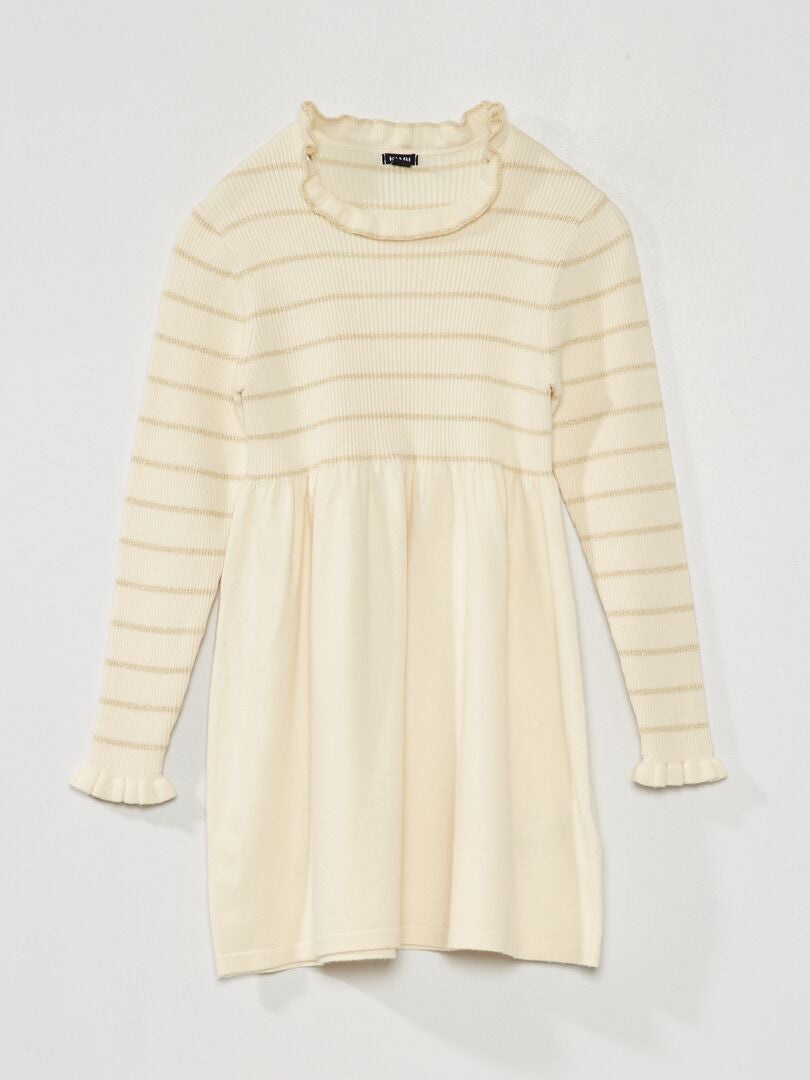 Maxi gestreepte trui - BEIGE