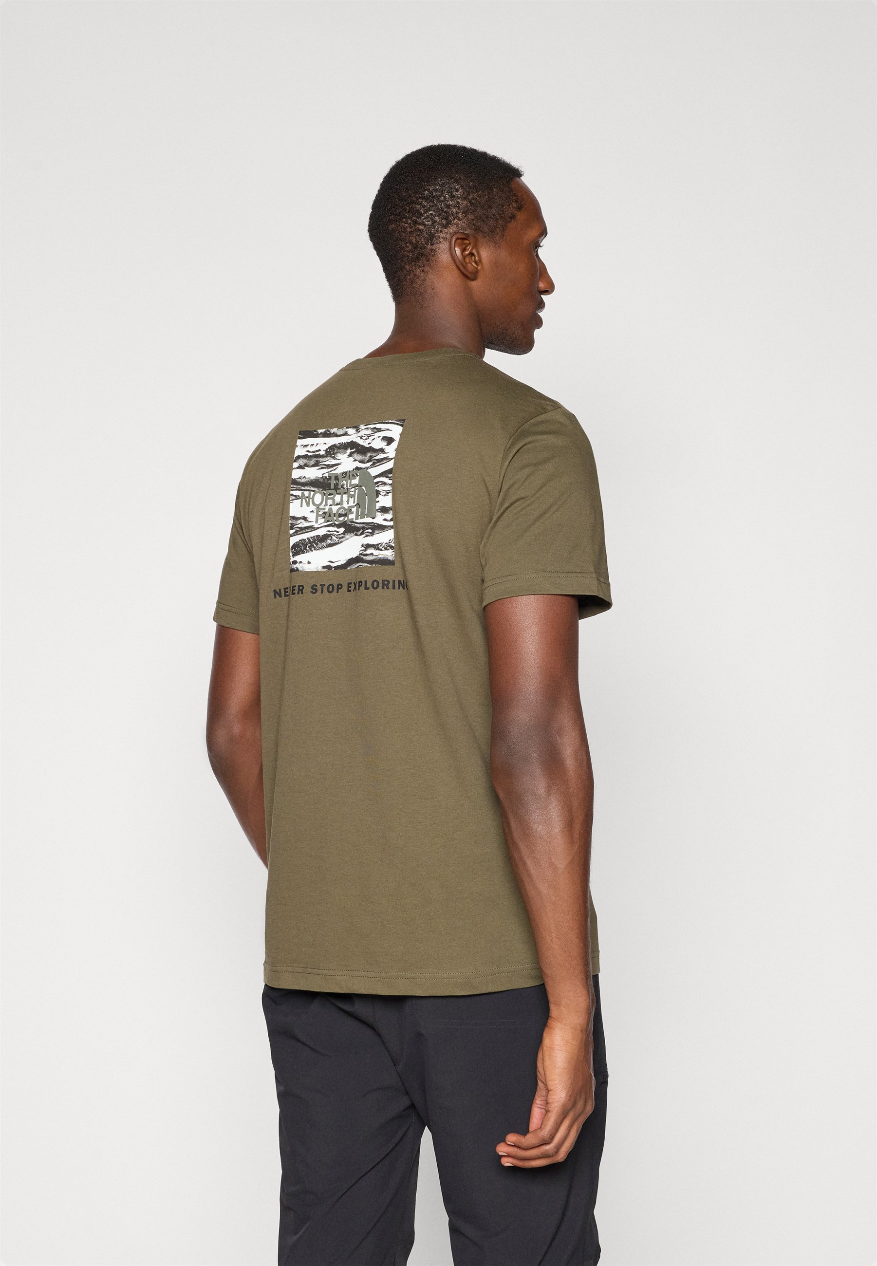 The North Face BOX EDGE OF LIGHT INFILL TEE - T-shirt met print - nieuw taupegroen/zwart