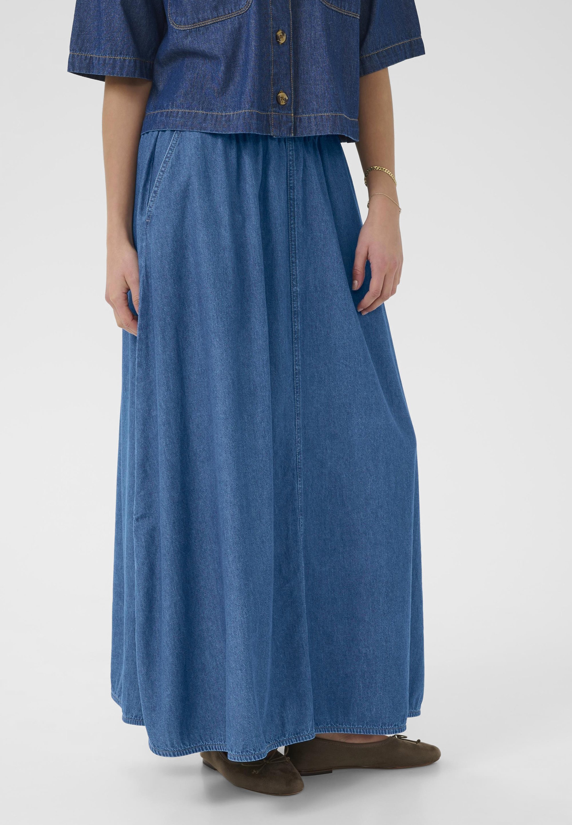 Kaffe LUISE - Maxirok - donkerblauwe chambray