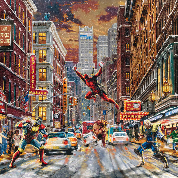 Puzzle T. Kinkade, 1.000 Teile, Marvel, Deadpool, Snow Day