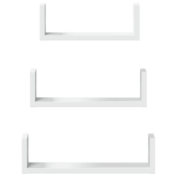 vidaXL Étagères murales 3 pcs blanc bois d'ingénierie, étagère flottante, étagère d'exposition murale, étagère pour CD, 853308