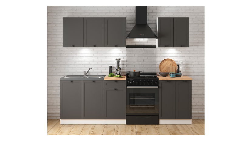 Komplet kuchenny Junona Line A 180 cm grafitowy z blatem