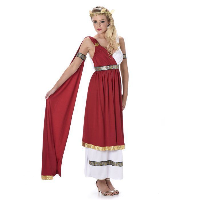 Traje romano vermelho para mulheres