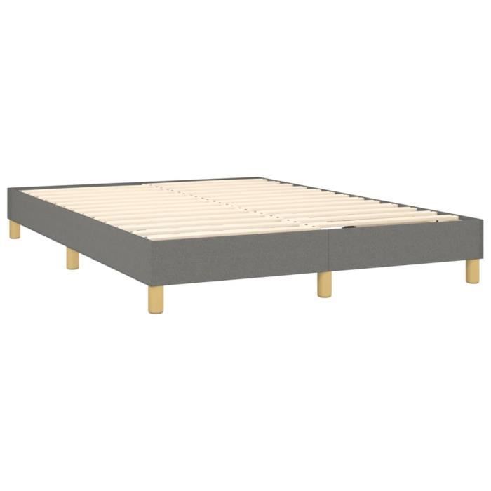 Base de cama de láminas - AKOZON - 140x190 cm - Tela gris oscuro - 2 plazas - Fácil montaje