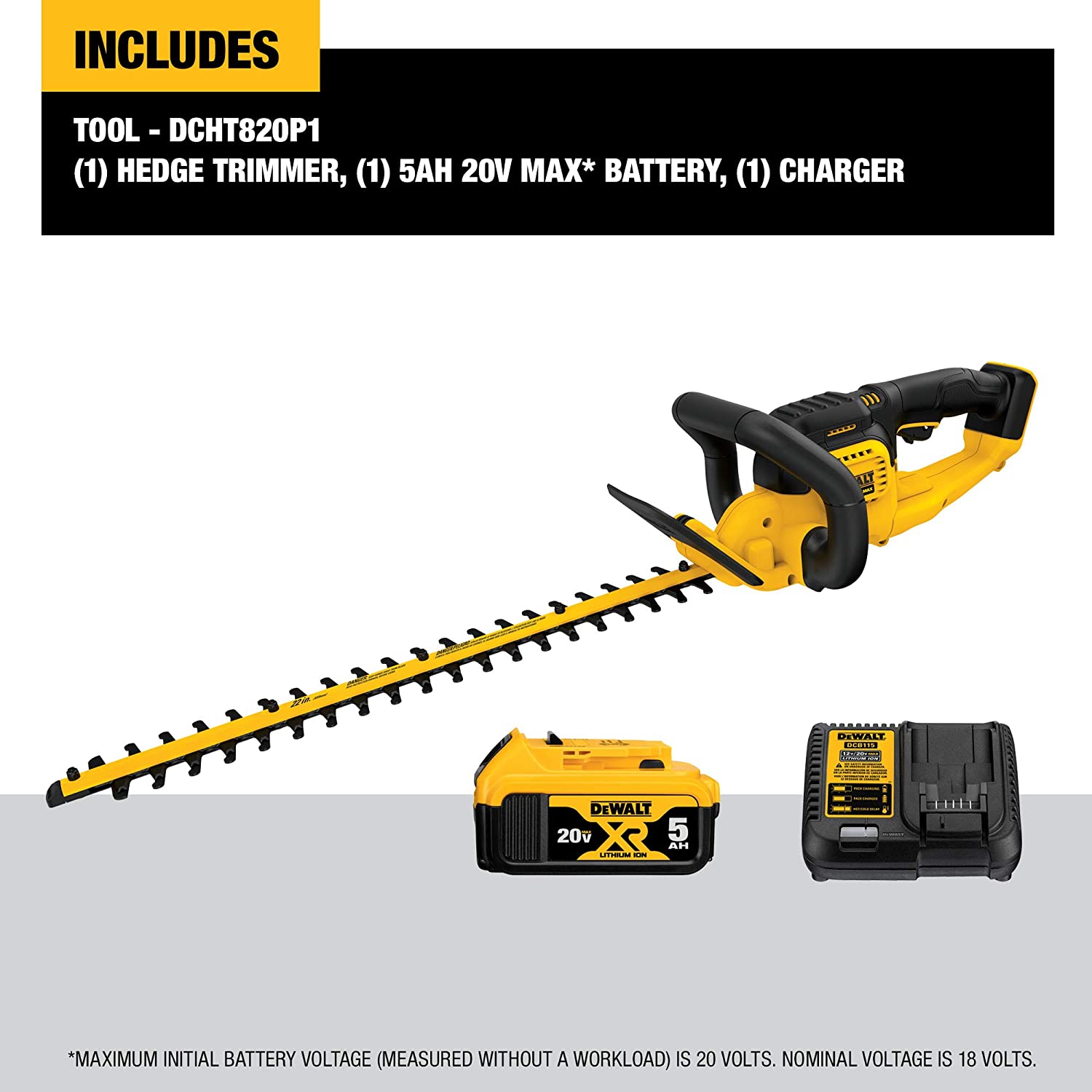 DEWALT 20V MAX Trådløs hekksaks, 5,0 Ah, 22 tommer (DCHT820P1)