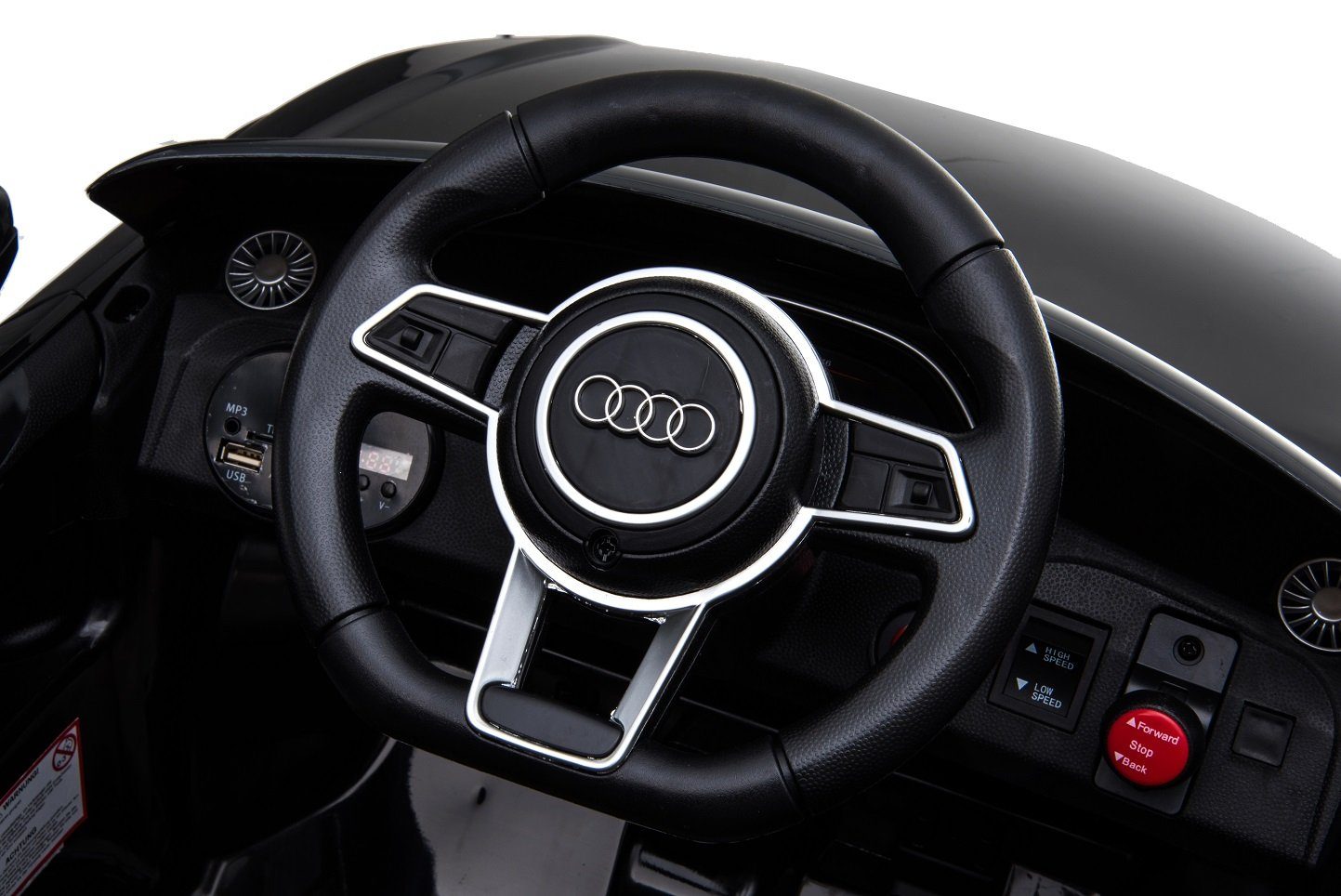 Leketøysbutikk Elektrisk barnebil Audi TT RS Cabrio med fjernkontroll, USB og MP3, 2x30W, lastekapasitet 35 kg