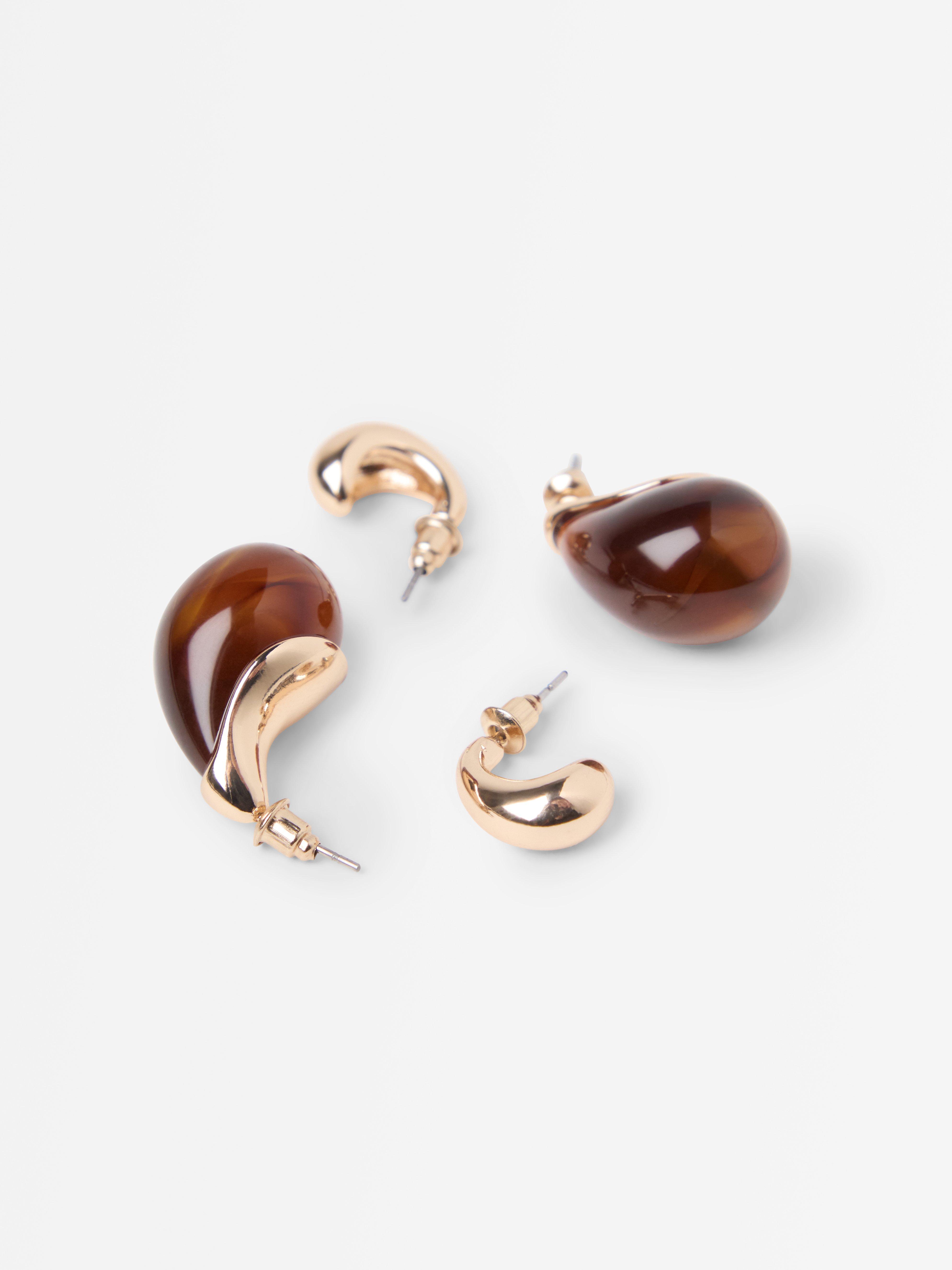 Confezione da 2 orecchini marroni