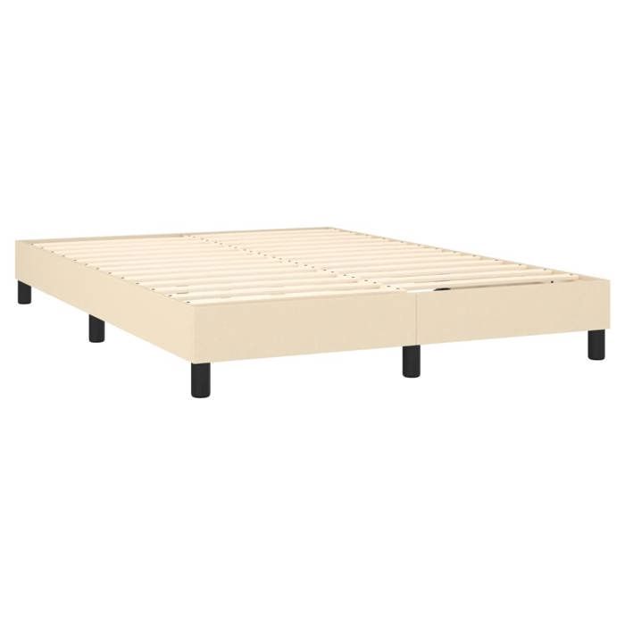 Verano 2026@Estructura de cama doble - Base de somier de láminas - Tela color crema 140x190cm, 5159
