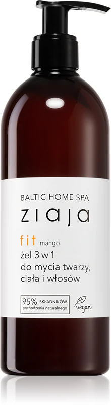 Gel de limpeza 3 em 1 Ziaja Baltic Home Spa Wellness Fit Mango para rosto, corpo e cabelo