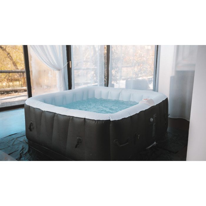 Spa Gonflable 6 personnes carré Ospazia - Jusqu’à 40°C - Prêt en 5 minutes - Couverture et filtre inclus