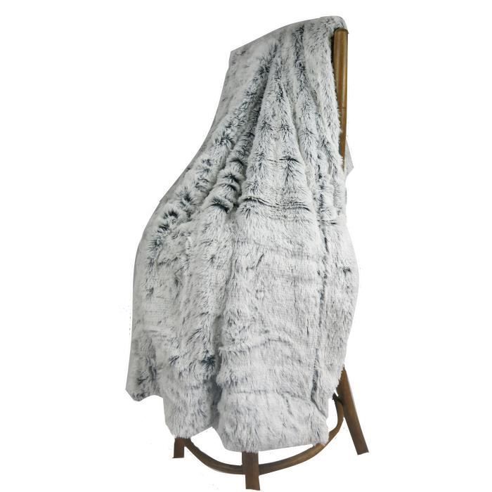 Vendbar fuskepelspledd, sibirsk ulvdesign - 130x150cm - Teddybjørn