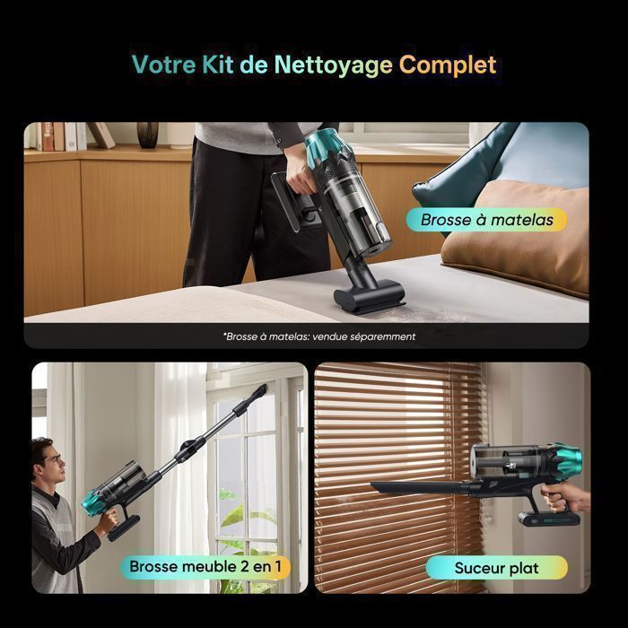 Vactidy Blitz V15 Max - Aspirapolvere senza fili - 80 kPa/130AW/580W - Autonomia 65 minuti - Display a LED - Contenitore polvere da 1,5 l - Aspirapolvere a secco/umido