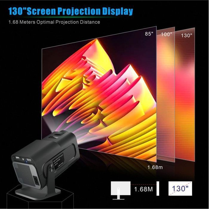 Mini Projecteur,HY320 Mini Videoprojecteur,4K Projecteur Portable avec Android 11 WiFi et Bluetooth 5.0, Trapèze Automatique