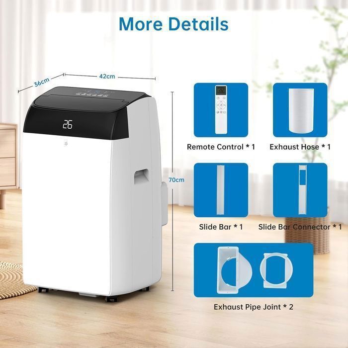 Climatiseur mobile - 12000 BTU - Déshumidificateur - Silencieux