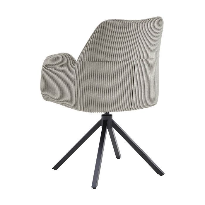 DELIA - Juego de 2 sillas de comedor giratorias en tela de pana beige