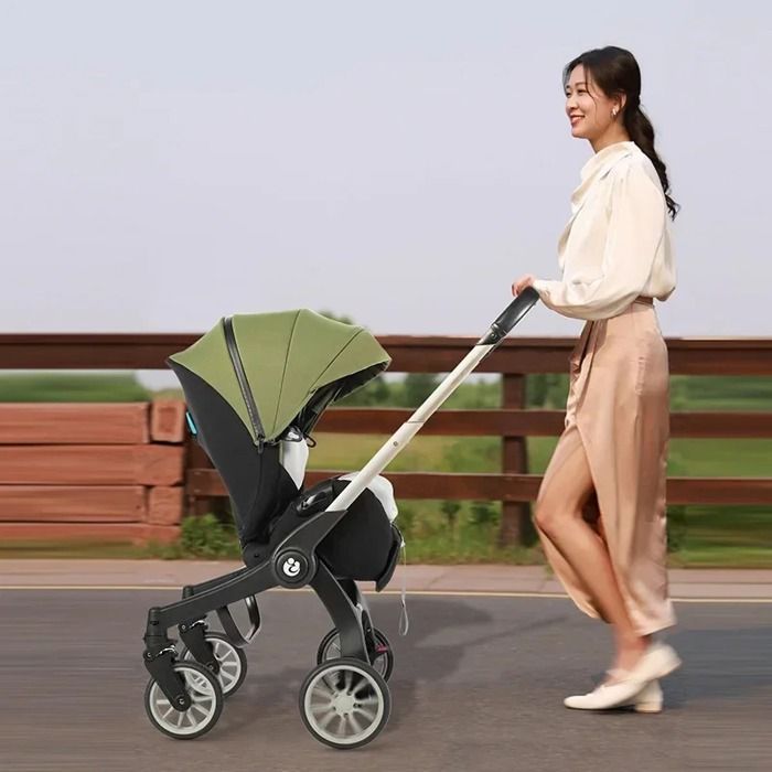 poussette multifonctionnelle 4 en 1 pliable avec siège auto landau Portable bébé.GRIS