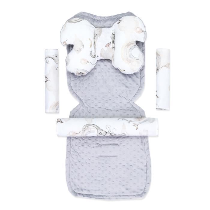 Pram seat insert cover - child stroller cover set with harness protector 75 x 35 cm elephant