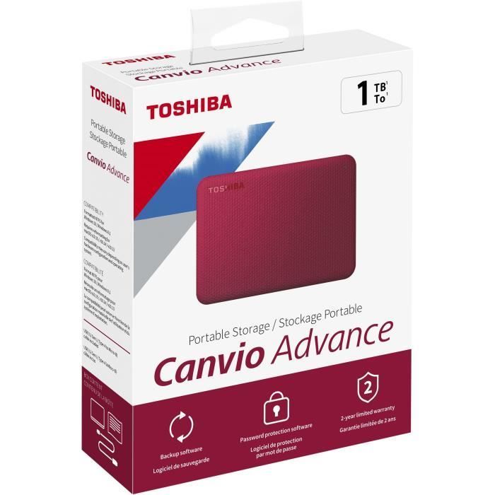 External hard drive - TOSHIBA - Canvio Advance - 1TB - Red