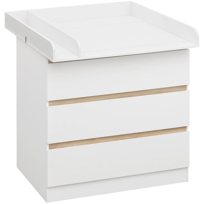 Cambiador WOLTU con 3 cajones - con cambiador - para bebé, fabricado en aglomerado y MDF, blanco