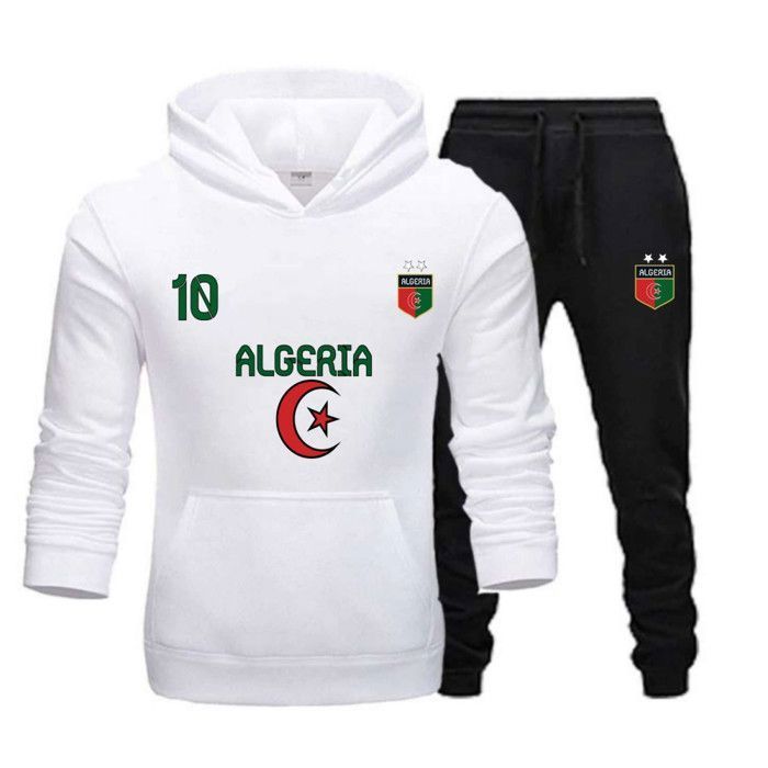 Jogging homme - Algérie - Blanc - Manches longues - Fitness - Taille M