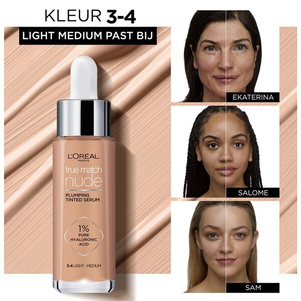 L'Oréal Paris True Match Nude 3-4 Light Medium Lumping tonirani serum za volumen kože<br>30ml