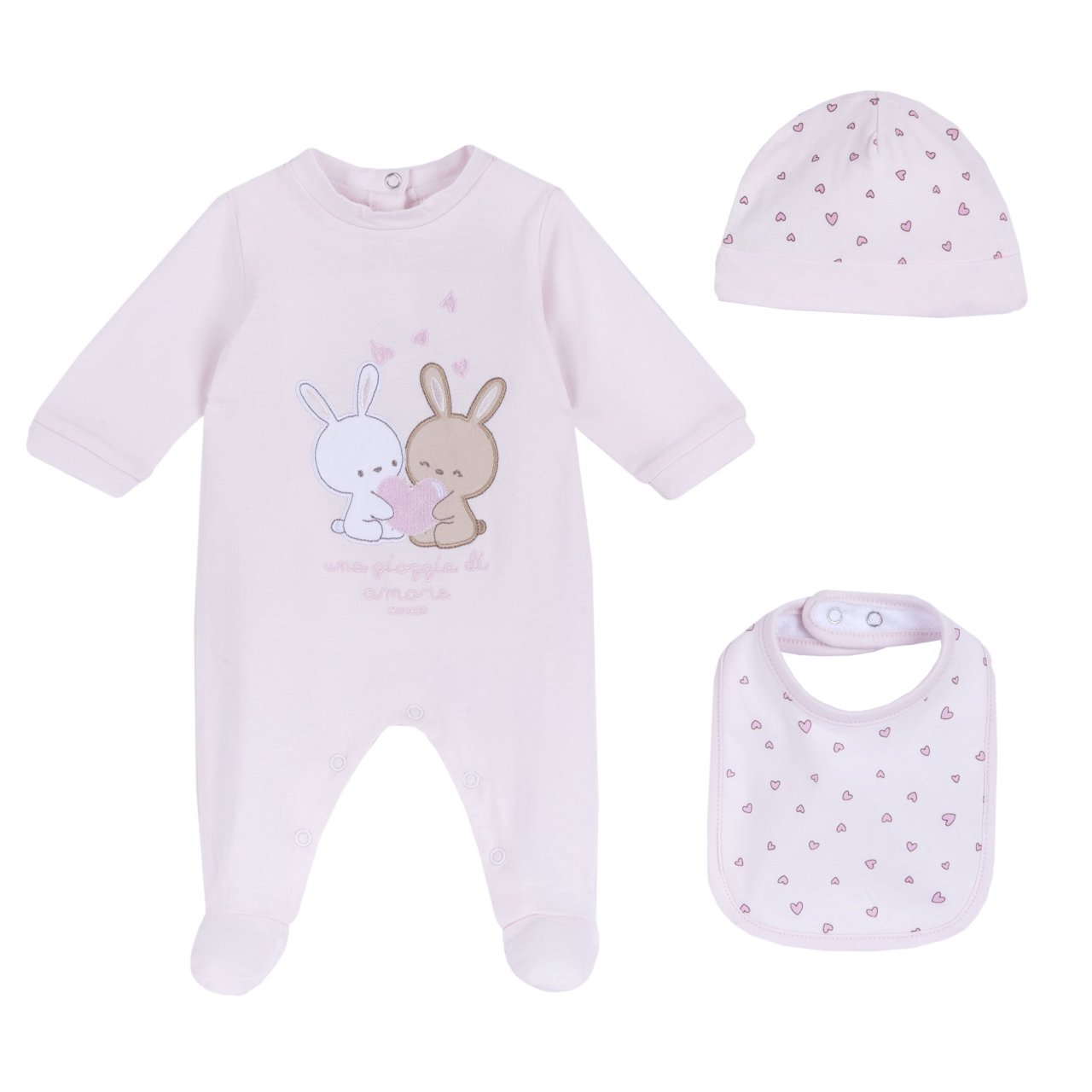 Geschenkbox: Pyjama, Lätzchen und Mütze
