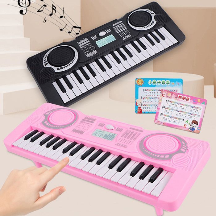 Teclado electrónico para niños, 37 teclas, instrumento de teclado informático, negro.