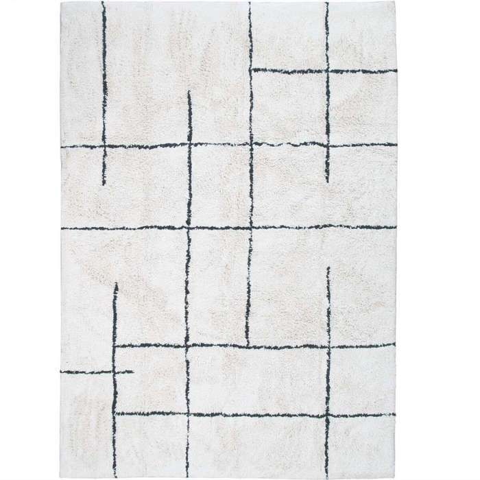 Waschbarer Berberteppich aus ecrufarbener Baumwolle, 60x90
