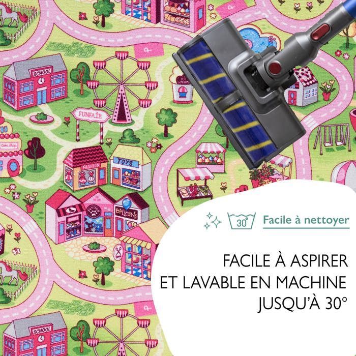 Kinderspeelmat 140x200cm, Sweet Town - Autobaanmat - Wasbaar - Antislip - Carpet Studio