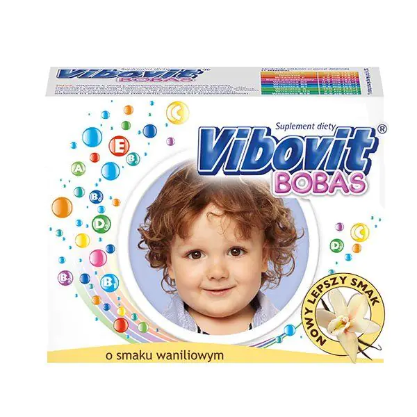 Vibovit Bobas, Zestaw witamin dla dzieci w wieku od 2 do 4 lat, Smak waniliowy, Saszetki