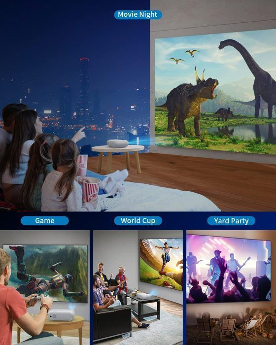 Yoton Y7 Projector - Native 1080P - 9000 Lumens - WiFi 5G Bluetooth - Keystone Zoom - Carrying Case