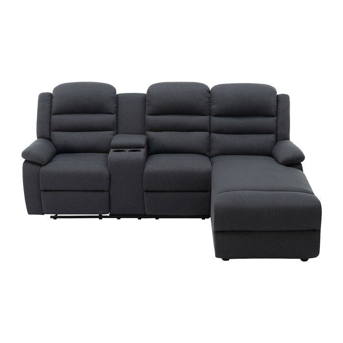 Canapé d'angle droit relax en tissu anthracite MACEDONIA