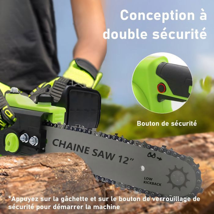 Motosierra inalámbrica sin escobillas MAGICFOX de 30 cm, autolubricante, con 2 baterías de 6,0 Ah, 2 cadenas, ligera.