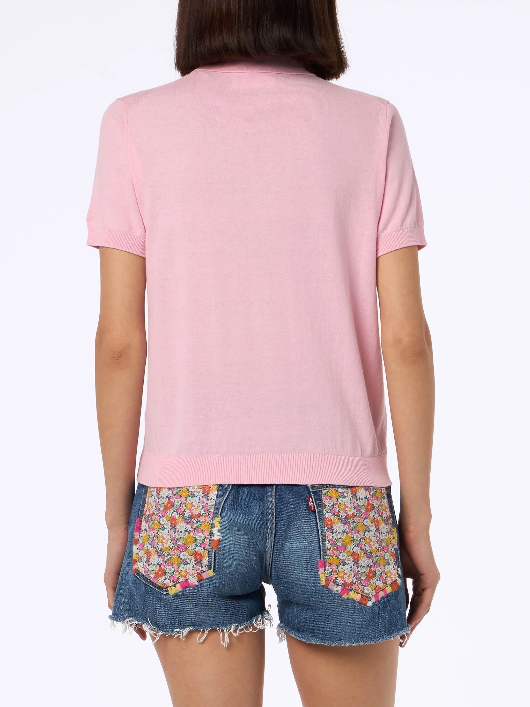 Polo Evonne in maglia di cotone rosa