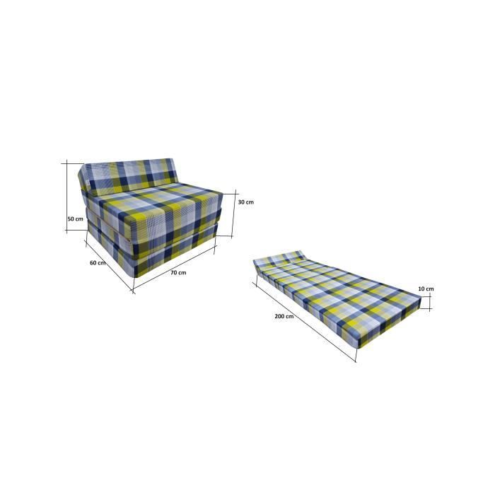 NATALIA SPZOO Opvouwbare Futonmatras - Schuim - Eenpersoons - Stevig - Blauw - 70x200 cm