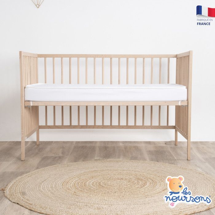 Babymatratze mit Klimaanlage, 70 x 140 cm, wendbar, 1 Sommerseite / 1 Winterseite, Öko-Tex®-zertifiziert, hergestellt in Frankreich