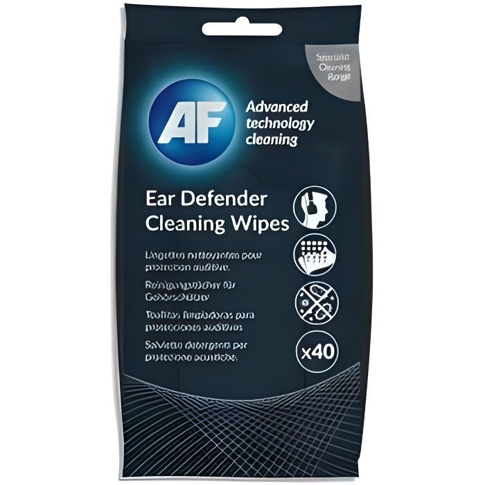 Paquet de 40 lingettes nettoyantes pré-imprégnées pour protection auditive