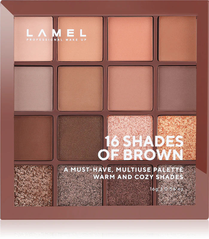 Paleta očných tieňov LAMEL 16 odtieňov hnedej