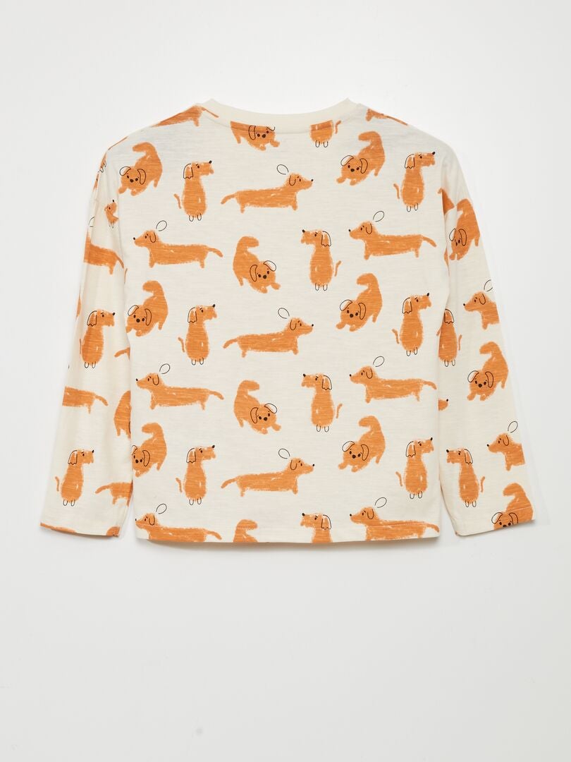 T-shirt met 'honden'-print - WIT