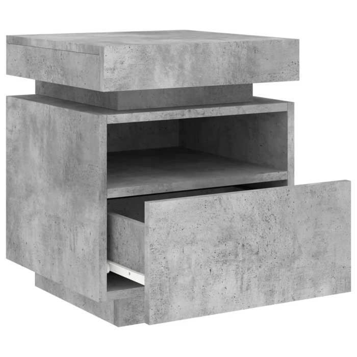 vidaXL Armoire de Chevet avec Lumières LED, Table de Chevet avec Rangement, Table de Nuit Chambre, Moderne, Gris Béton Bois 836790