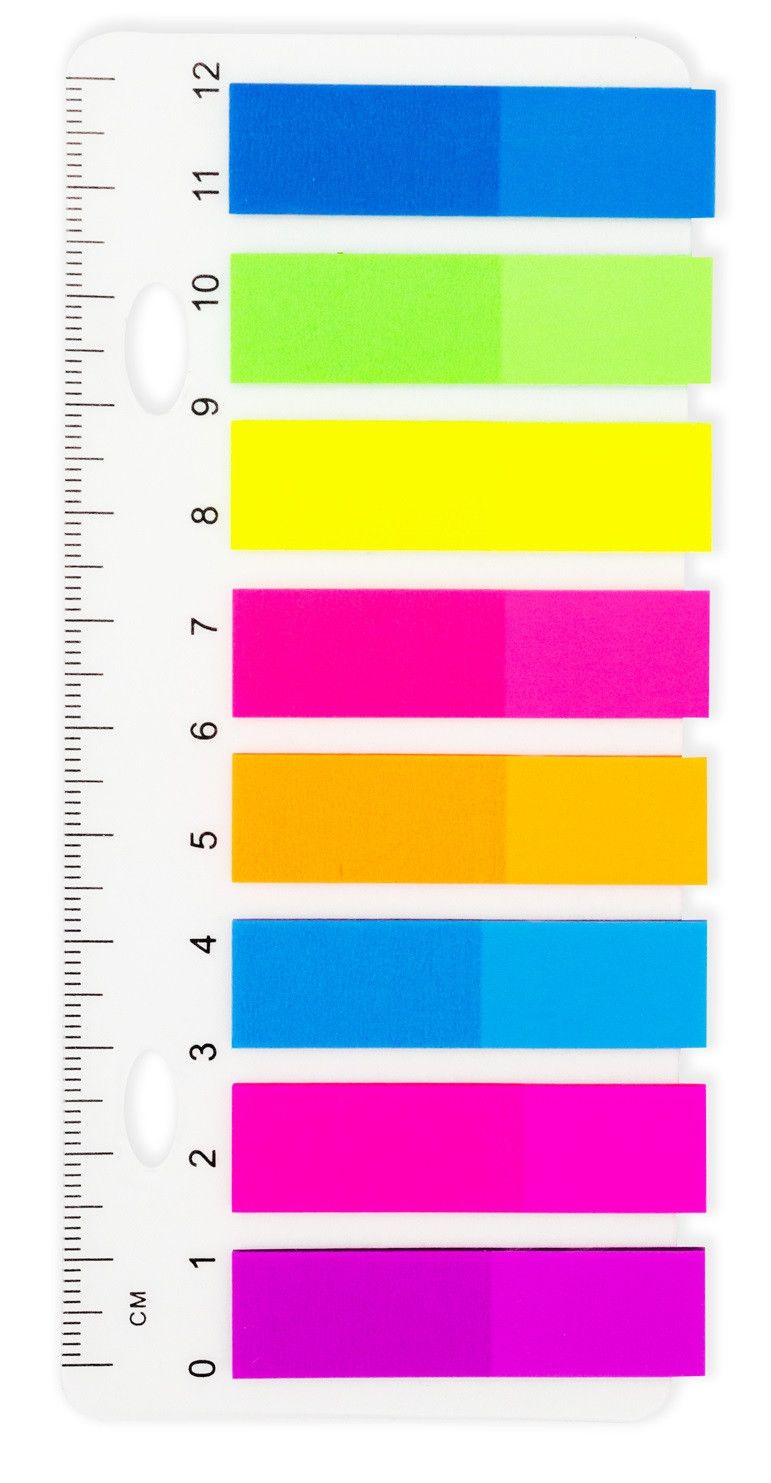 Komplet plastičnih markerjev za strani z ravnilom Pisarniški material