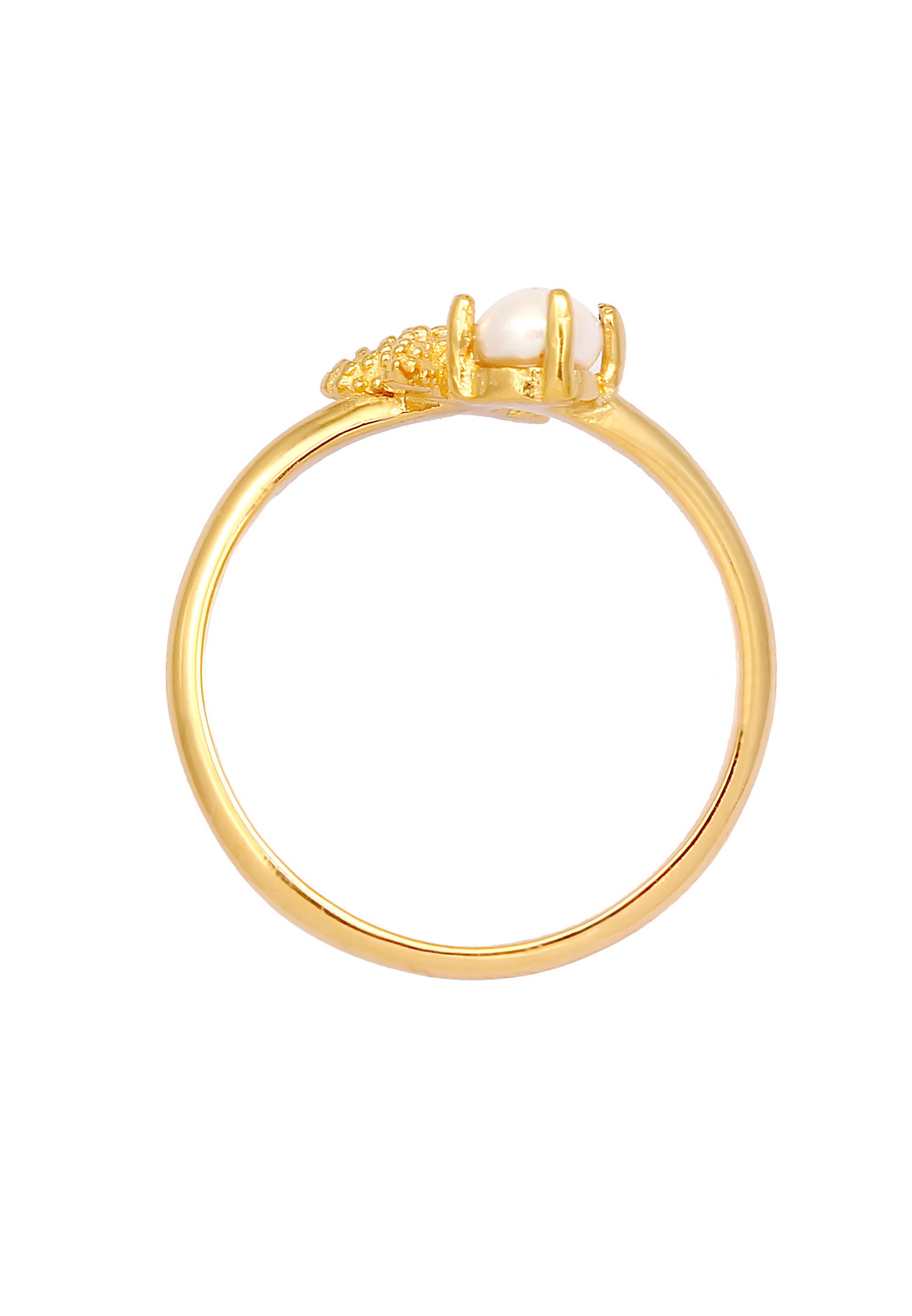 Elli Étoile de mer féminine ouverte ajustable avec perle de culture d'eau douce en 925/1000 argent massif et plaqué or