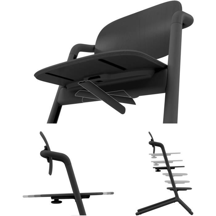 CYBEX - Trona convertible - Pack 3 en 1 - LEMO 2 - Negra - Altura y profundidad ajustables - Incluye juego para bebé