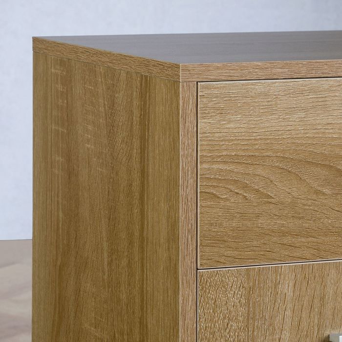 Zapatero CAMILLE, cómoda/mueble de almacenamiento con 1 cajón y 3 puertas, en melamina efecto roble Sonoma.