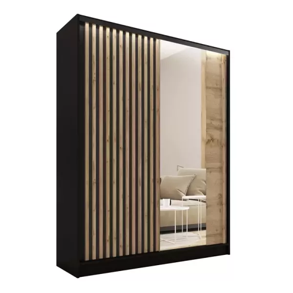 Szafa przesuwna z lustrem i lamelami 150 cm LAMEL 3D Wotan