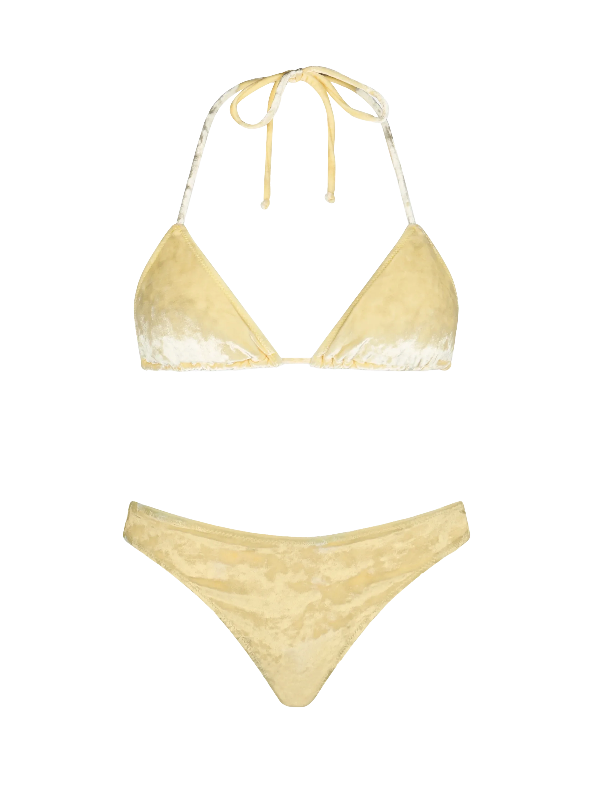 Bikini da donna a triangolo in ciniglia giallo Leah Naomi